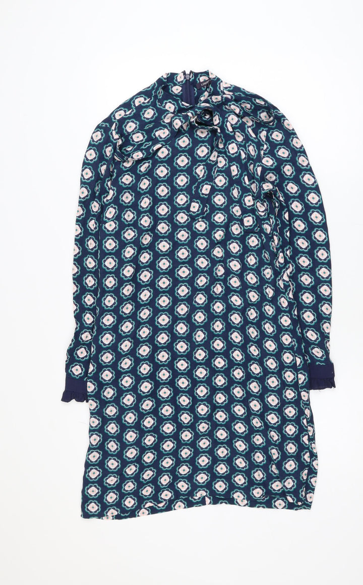 Marks and Spencer Women’s Blue Floral Shift Dress Size 8 Long Sleeve