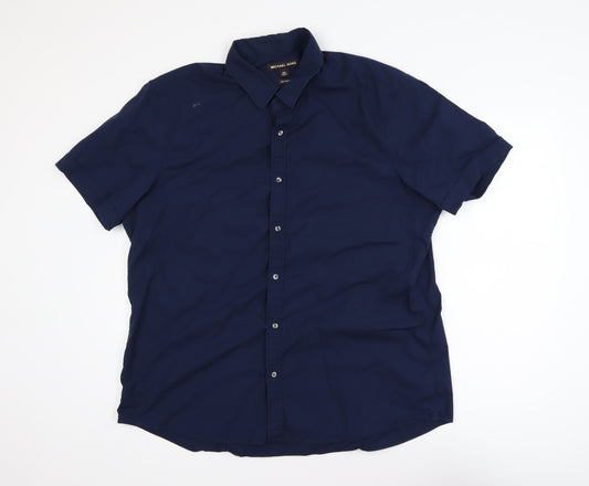 Michael Kors Men's Blue 2XL Slim Fit Cotton Stretch Polo Shirt