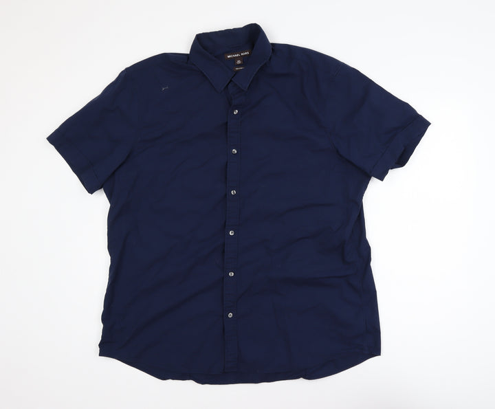 Michael Kors Men's Blue 2XL Slim Fit Cotton Stretch Polo Shirt