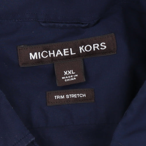 Michael Kors Men's Blue 2XL Slim Fit Cotton Stretch Polo Shirt