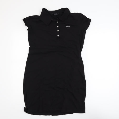DKNY Women’s Black Short Sleeve Collared T-Shirt Dress Size S