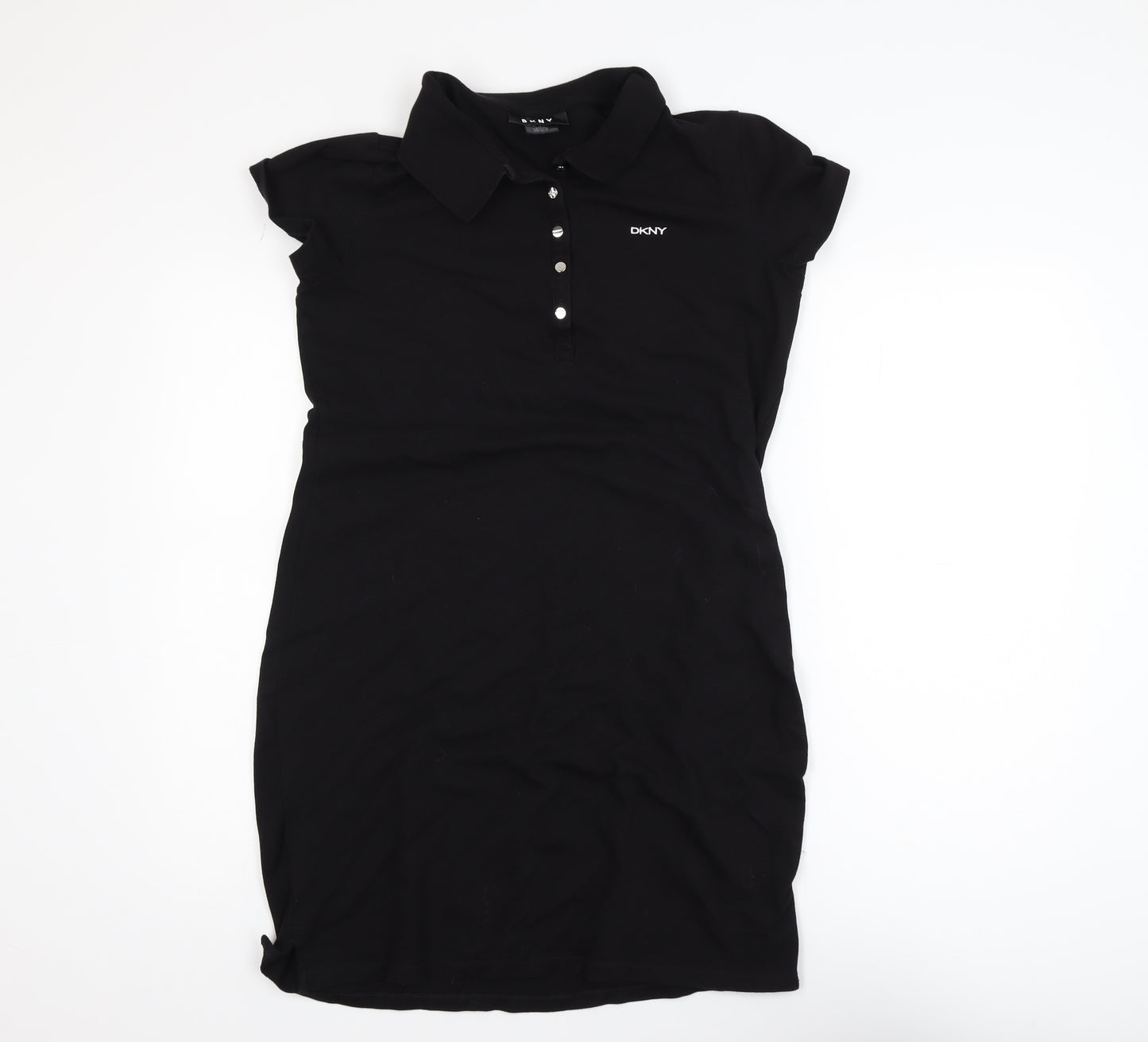 DKNY Women’s Black Short Sleeve Collared T-Shirt Dress Size S