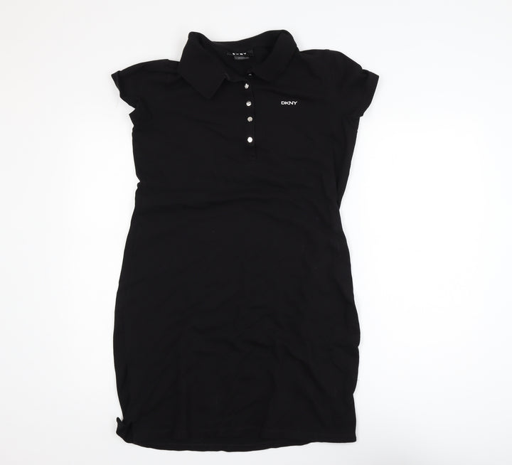 DKNY Women’s Black Short Sleeve Collared T-Shirt Dress Size S