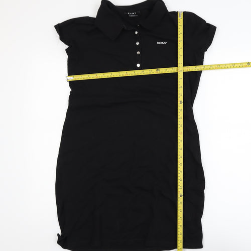 DKNY Women’s Black Short Sleeve Collared T-Shirt Dress Size S
