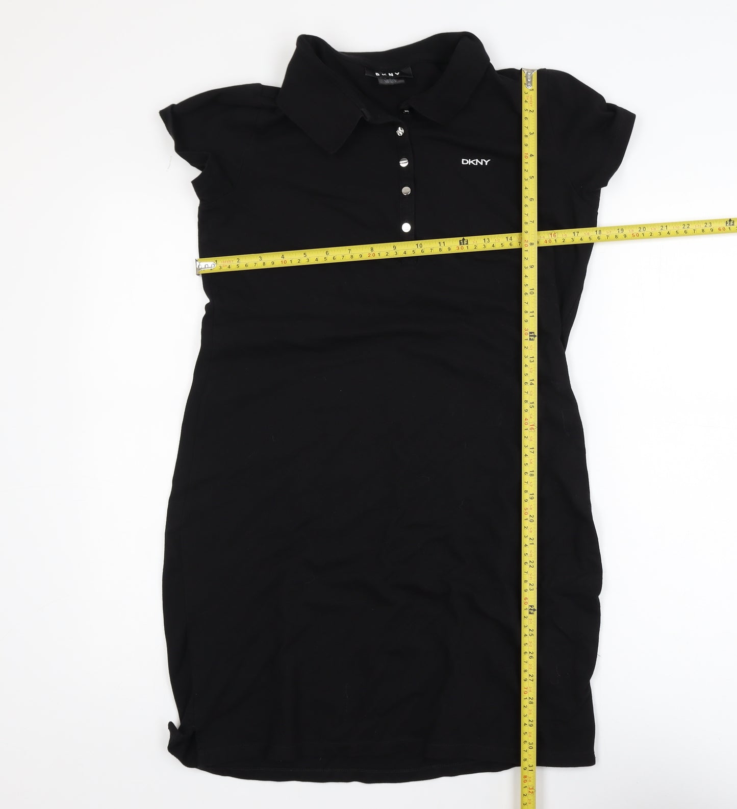 DKNY Women’s Black Short Sleeve Collared T-Shirt Dress Size S
