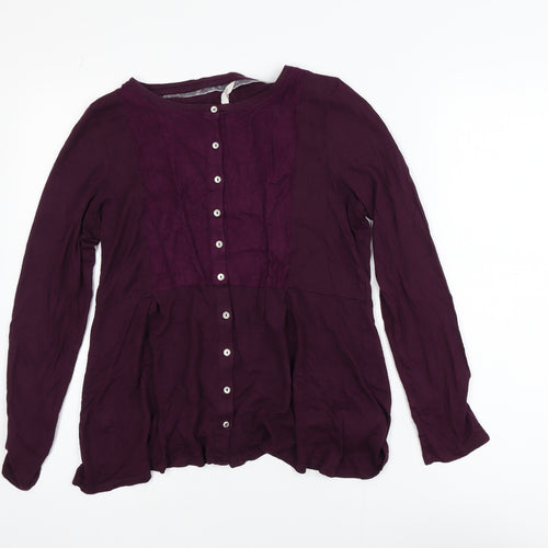 White Stuff Women’s Purple Long Sleeve Button Tunic Blouse Size 12