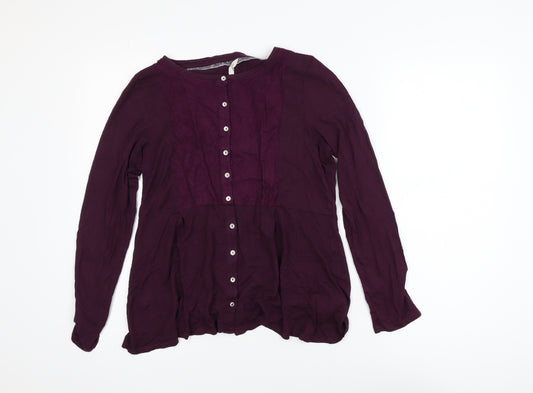 White Stuff Women’s Purple Long Sleeve Button Tunic Blouse Size 12