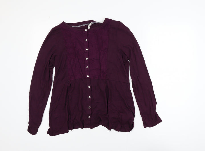 White Stuff Women’s Purple Long Sleeve Button Tunic Blouse Size 12