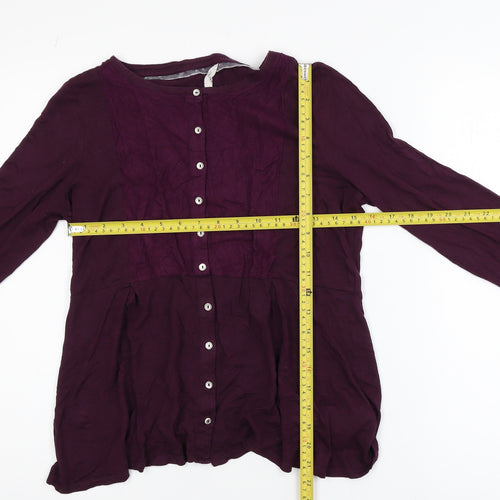White Stuff Women’s Purple Long Sleeve Button Tunic Blouse Size 12