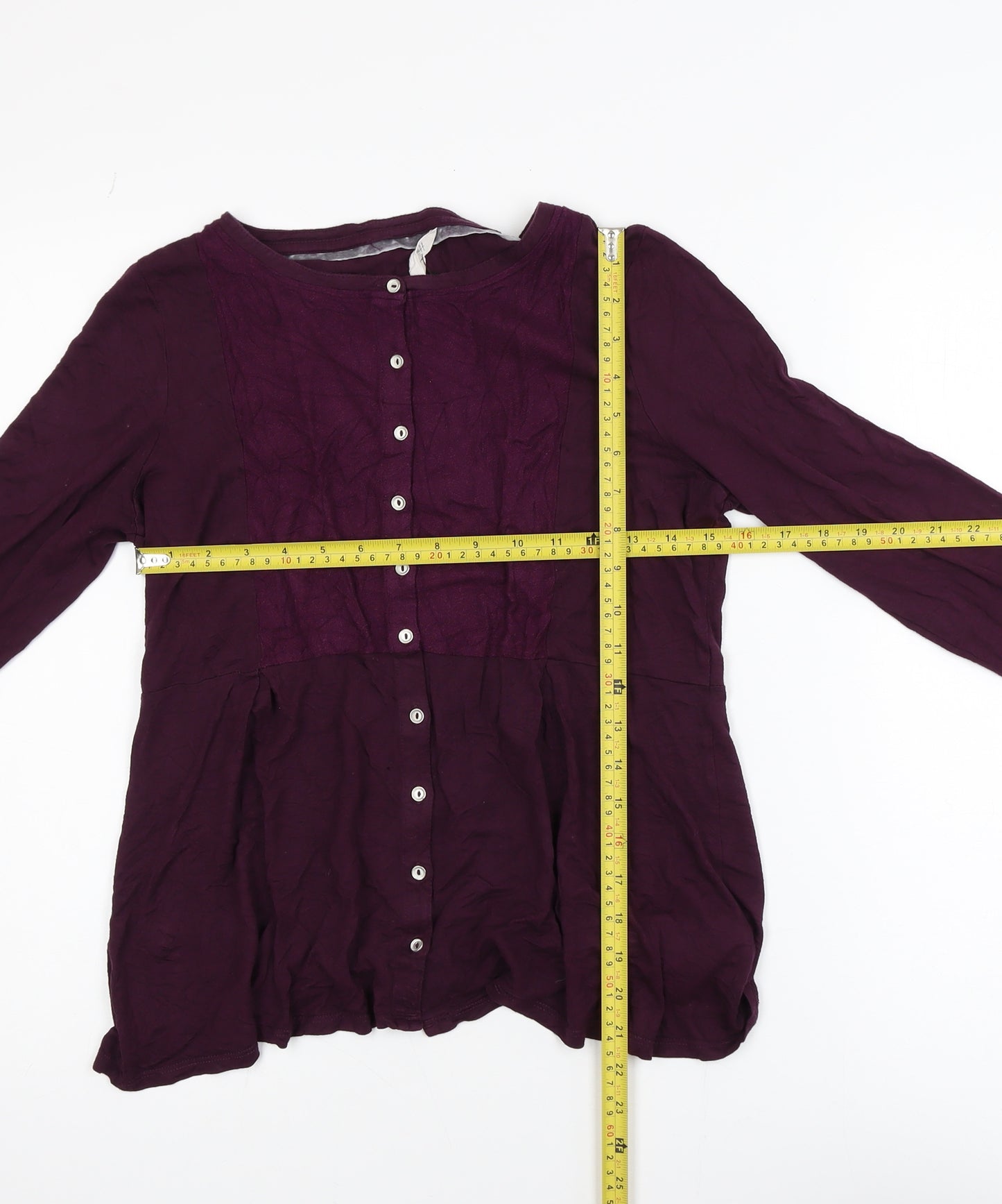 White Stuff Women’s Purple Long Sleeve Button Tunic Blouse Size 12