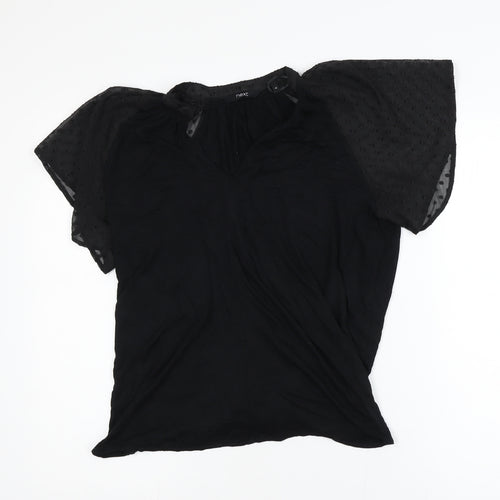 Next Women's Black Flutter Sleeve Tunic Blouse Size 10
