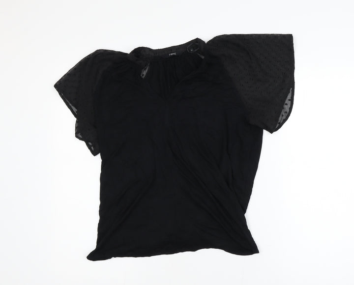 Next Women's Black Flutter Sleeve Tunic Blouse Size 10