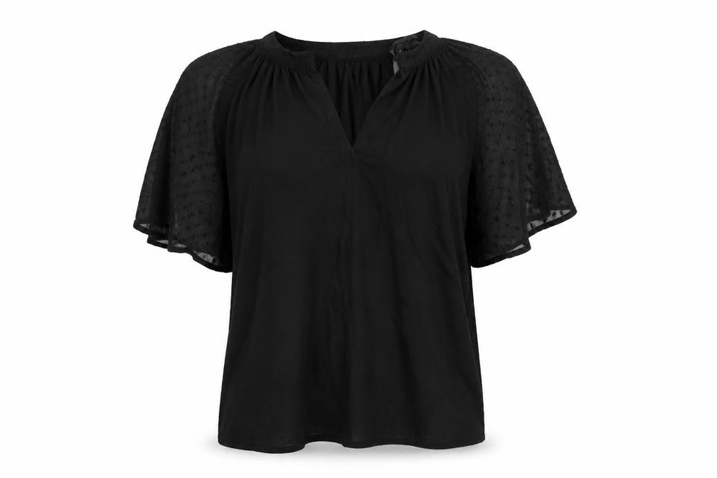 Front view of Next Women's Black Flutter Sleeve Tunic Blouse, size 10