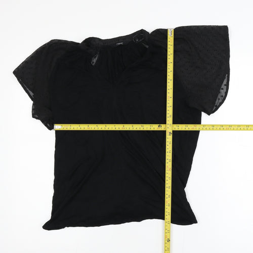 Next Women's Black Flutter Sleeve Tunic Blouse Size 10