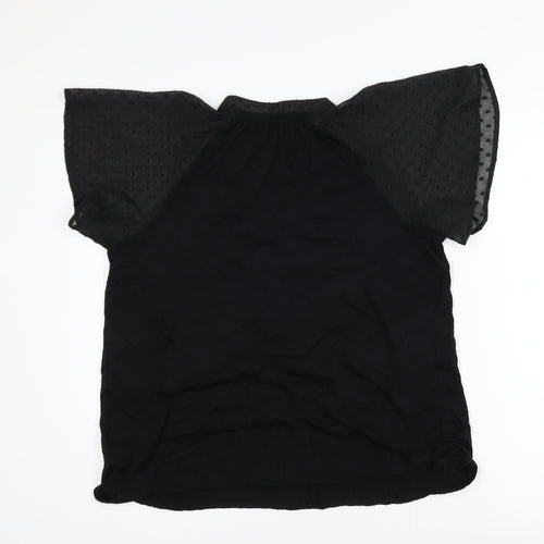 Next Women's Black Flutter Sleeve Tunic Blouse Size 10