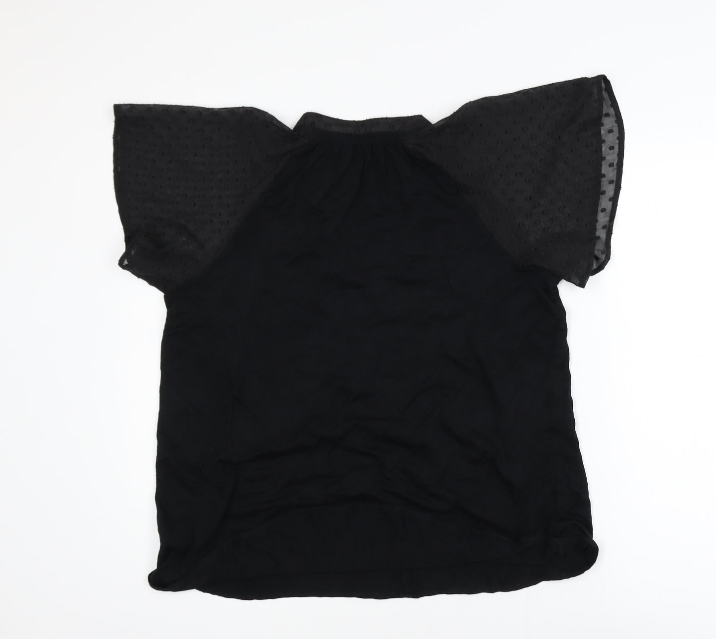 Next Women's Black Flutter Sleeve Tunic Blouse Size 10