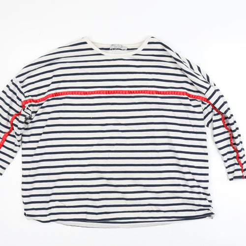Marks and Spencer Womens Multicoloured Striped 3/4 Sleeve Crew Neck T-Shirt Size 14