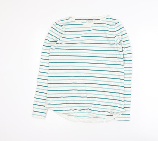 Fat Face Women White Striped Breton Long Sleeve Cotton T-Shirt Size 10