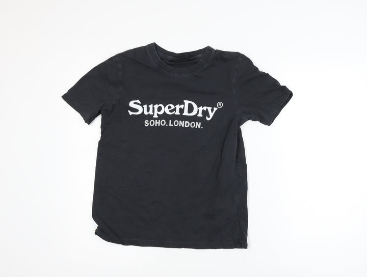 Superdry Womens Black Cotton Short Sleeve Crew Neck T-Shirt S