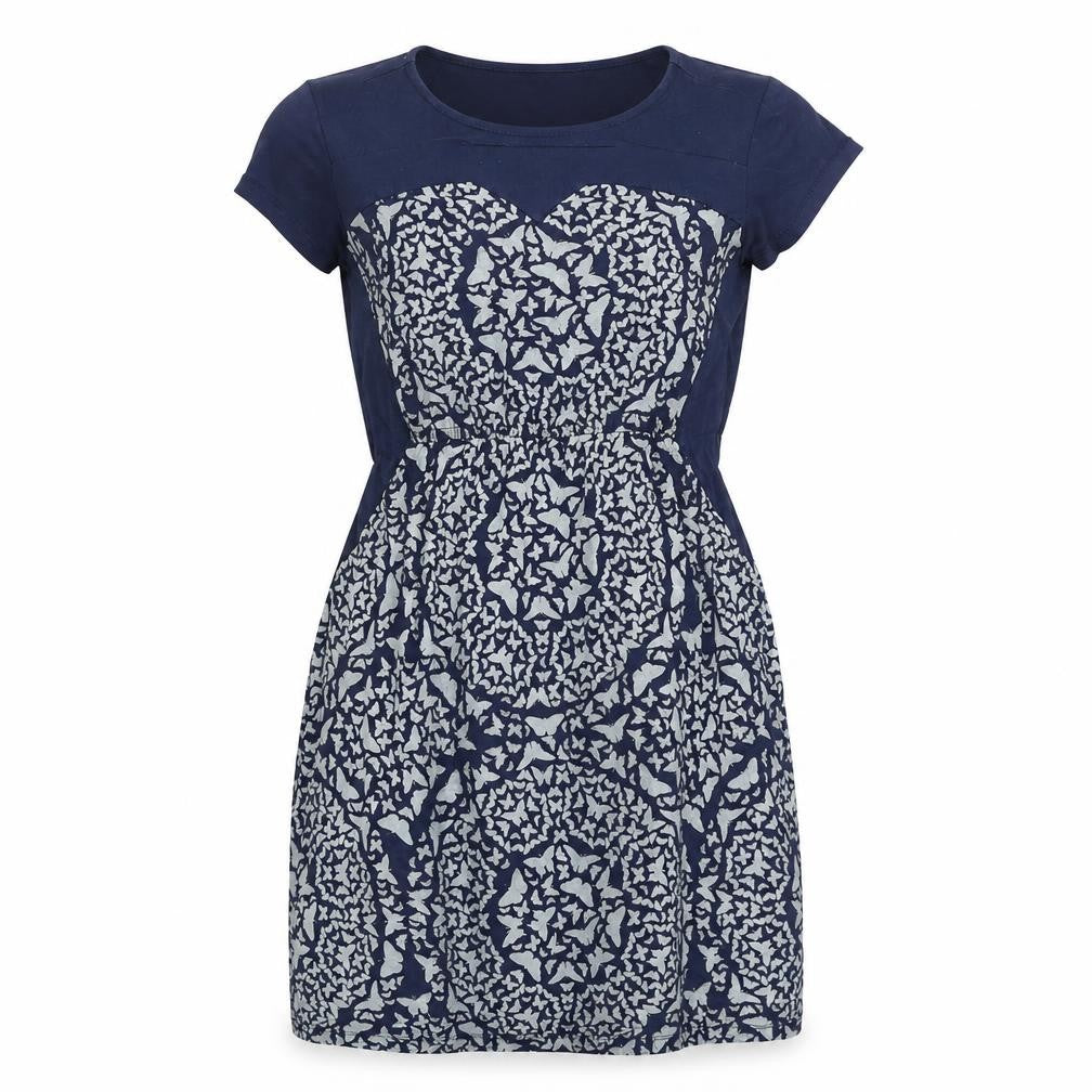 FatFace Women's Blue Floral Fit & Flare Dress Size 10