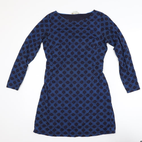 Boden Women's Blue Geometric Shift Dress Size 8 Long Sleeve