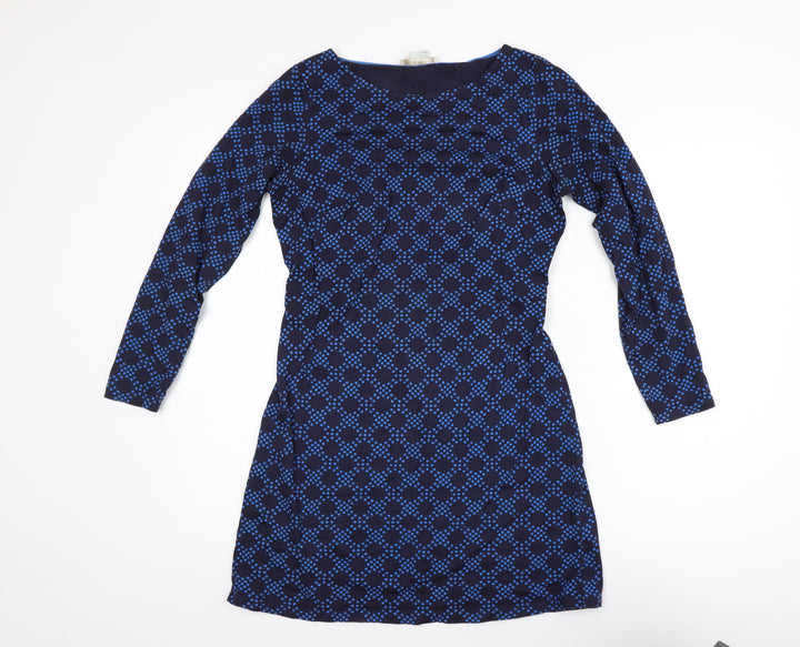 Boden Women's Blue Geometric Shift Dress Size 8 Long Sleeve