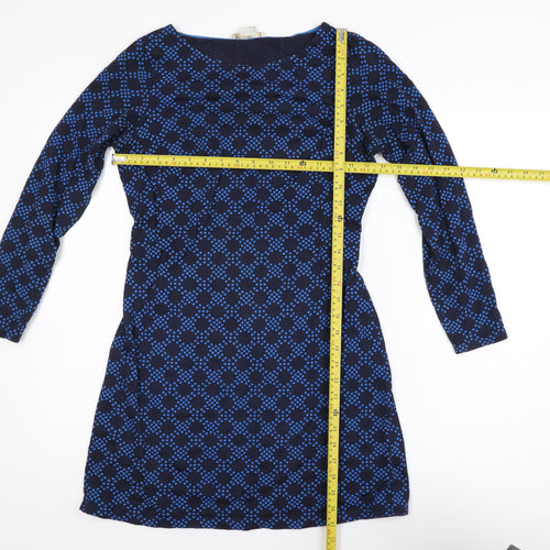Boden Women's Blue Geometric Shift Dress Size 8 Long Sleeve