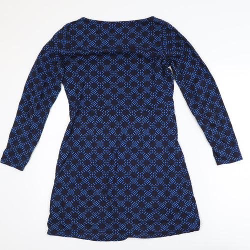 Boden Women's Blue Geometric Shift Dress Size 8 Long Sleeve