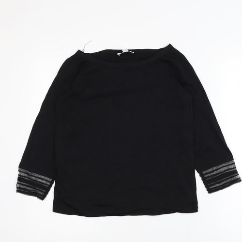 The White Company Women's Black 3/4 Sleeve Modal Cotton Blouse UK 8