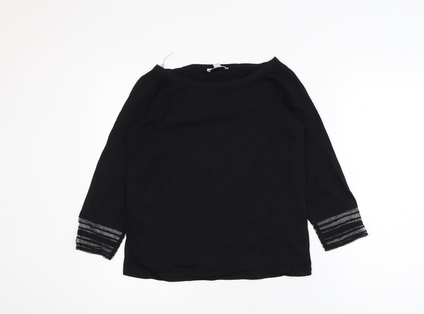 The White Company Women's Black 3/4 Sleeve Modal Cotton Blouse UK 8