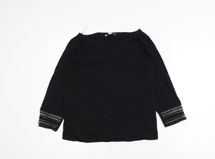 The White Company Women's Black 3/4 Sleeve Modal Cotton Blouse UK 8