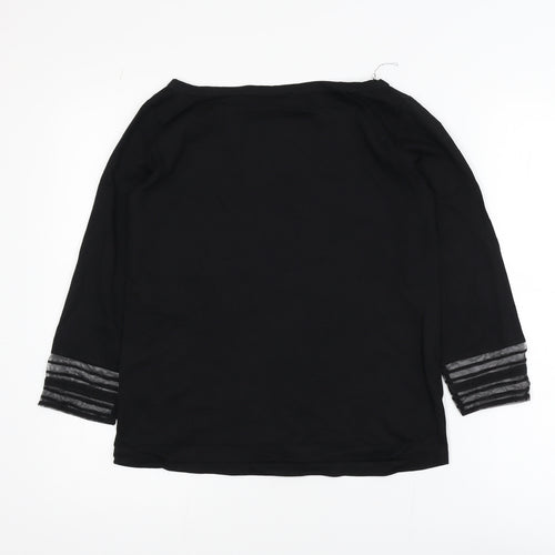 The White Company Women's Black 3/4 Sleeve Modal Cotton Blouse UK 8