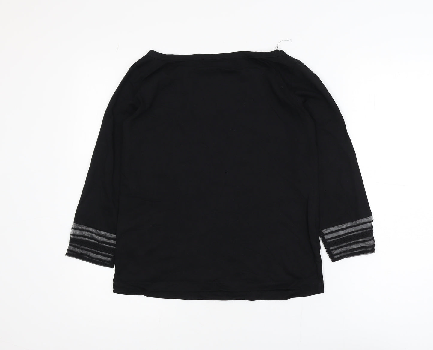 The White Company Women's Black 3/4 Sleeve Modal Cotton Blouse UK 8