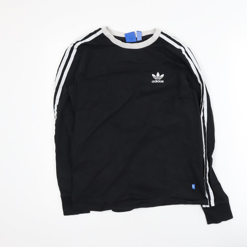 Adidas Womens Black Long Sleeve Striped Jersey T-Shirt Size 10
