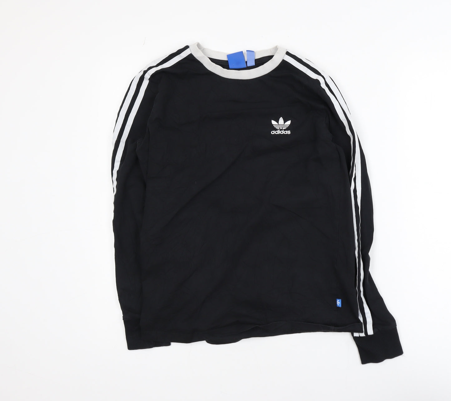 Adidas Womens Black Long Sleeve Striped Jersey T-Shirt Size 10