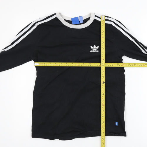 Adidas Womens Black Long Sleeve Striped Jersey T-Shirt Size 10
