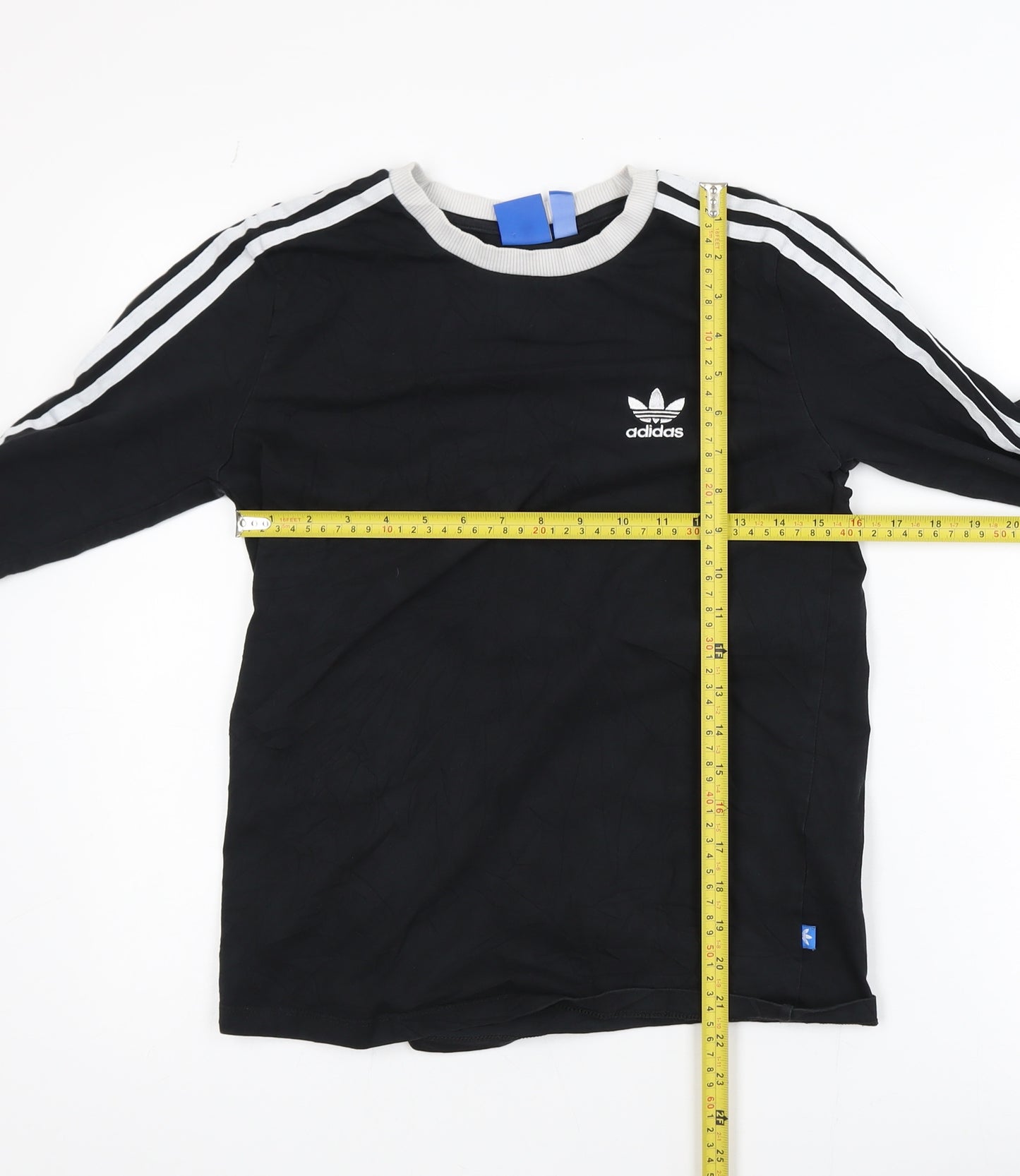Adidas Womens Black Long Sleeve Striped Jersey T-Shirt Size 10