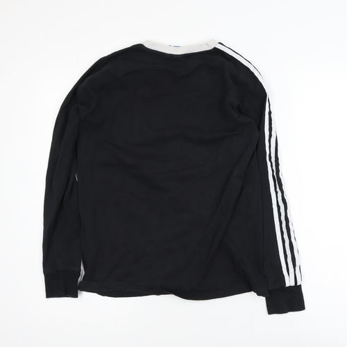 Adidas Womens Black Long Sleeve Striped Jersey T-Shirt Size 10