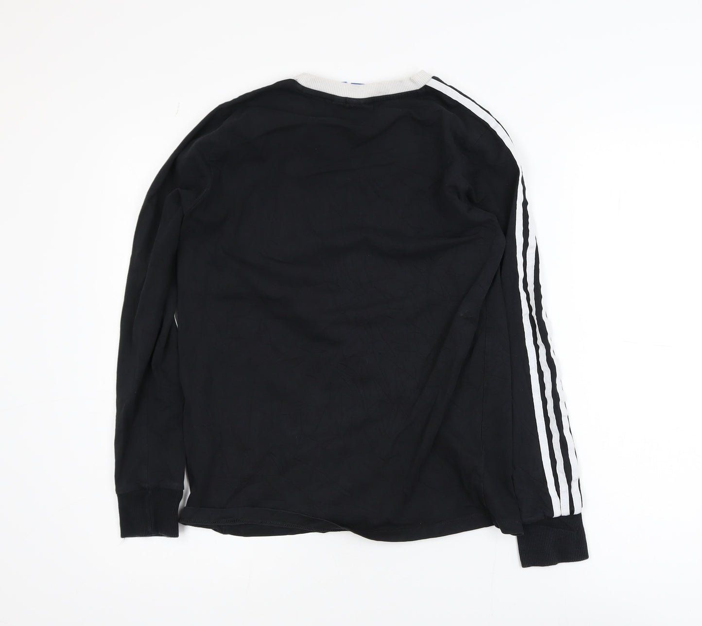 Adidas Womens Black Long Sleeve Striped Jersey T-Shirt Size 10