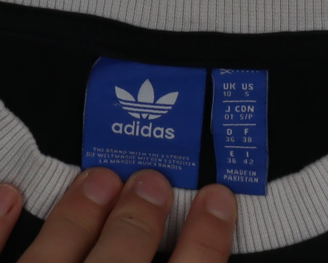 Adidas Womens Black Long Sleeve Striped Jersey T-Shirt Size 10