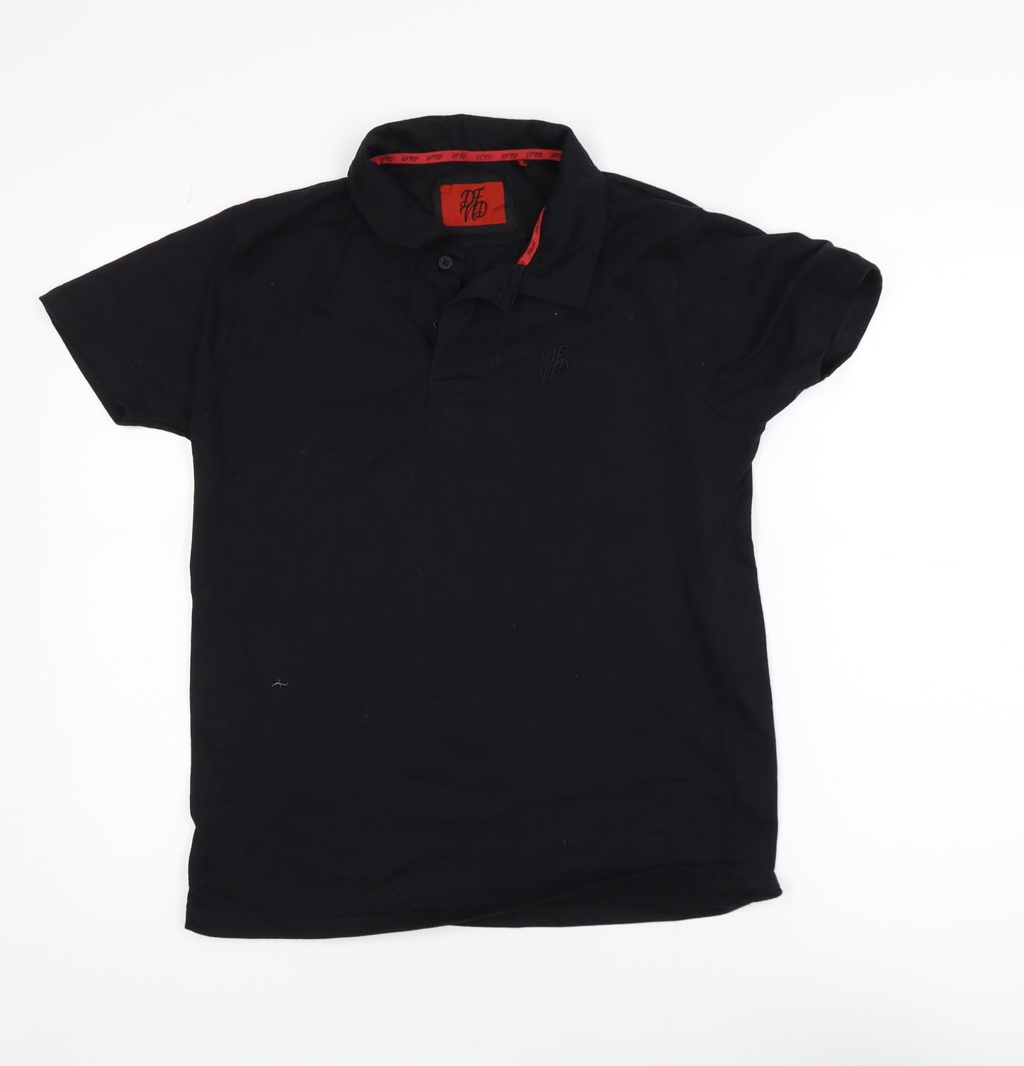 DFND Men’s Black Polo Shirt Medium Cotton Blend Logo