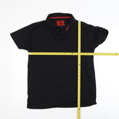 DFND Men’s Black Polo Shirt Medium Cotton Blend Logo