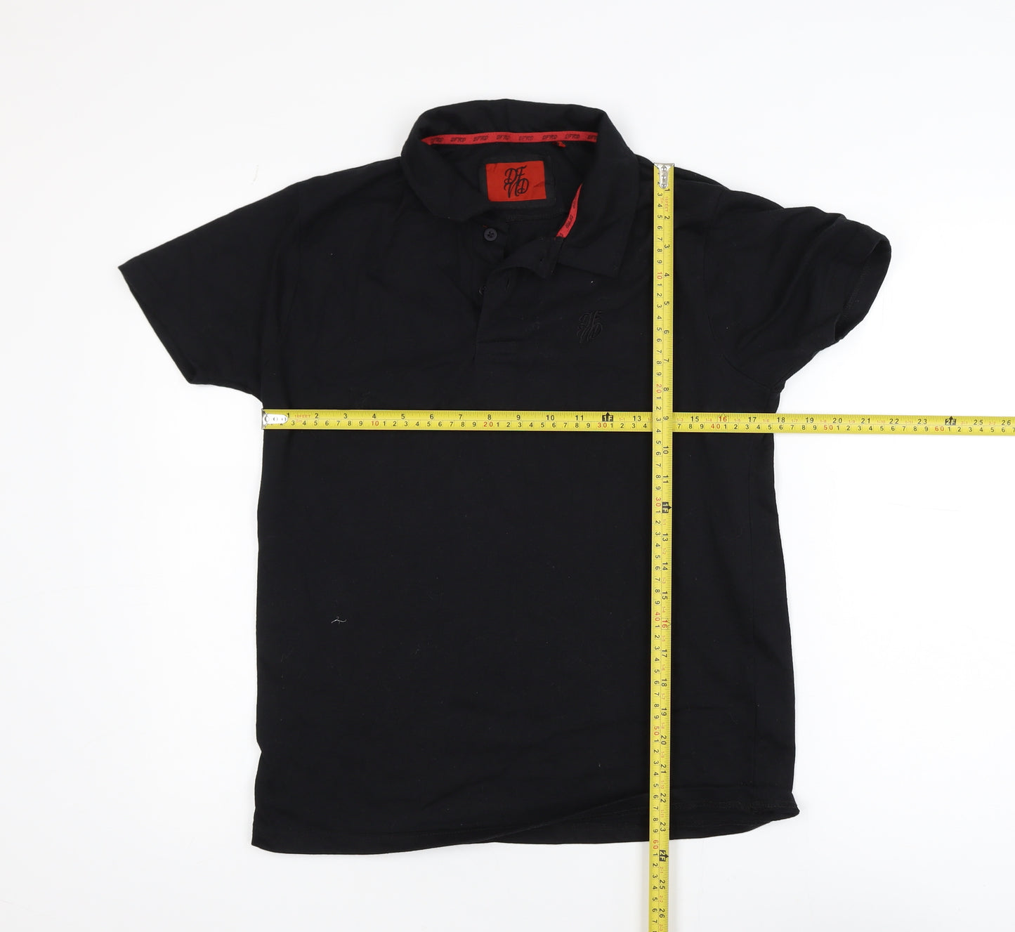 DFND Men’s Black Polo Shirt Medium Cotton Blend Logo