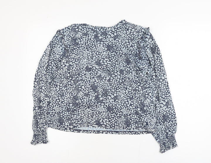 Joules Womens Blue Floral Long Sleeve Tunic Blouse Size 10