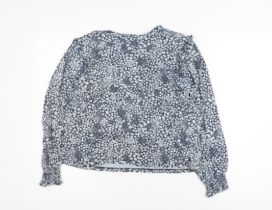 Joules Womens Blue Floral Long Sleeve Tunic Blouse Size 10