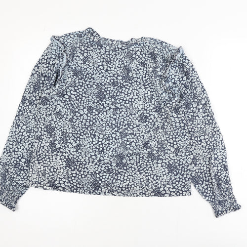 Joules Womens Blue Floral Long Sleeve Tunic Blouse Size 10