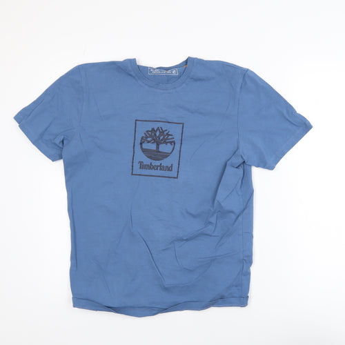 Timberland Men's Blue Regular Fit Organic Cotton Logo T-Shirt Size S