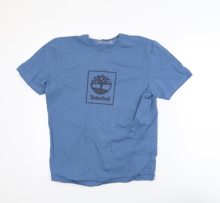 Timberland Men's Blue Regular Fit Organic Cotton Logo T-Shirt Size S