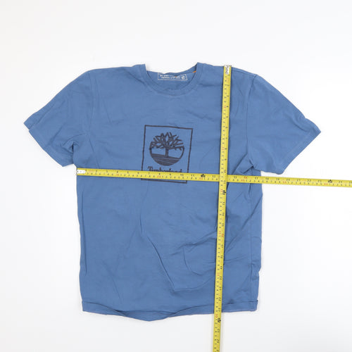 Timberland Men's Blue Regular Fit Organic Cotton Logo T-Shirt Size S