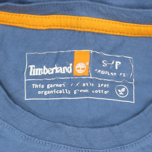 Timberland Men's Blue Regular Fit Organic Cotton Logo T-Shirt Size S